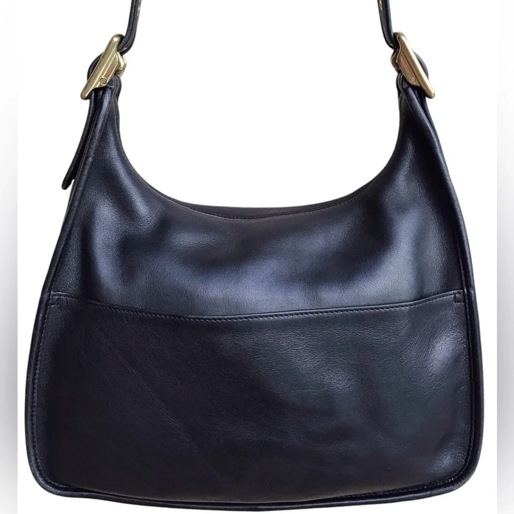 COACH Vintage Legacy Crescent Black Leather Flap Bag